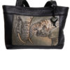 Elephant mom and baby leather tote - one of a king leather tote bags - made in Toronto Canada - By Lezlie