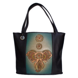 Indian Elephant Leather HandBag - Custom Leather Bag - One of a Kind - Alternative Fashion - By Lezlie - Made in Toronto Canada