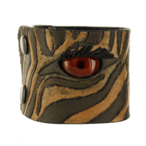 Zebra Eye Cuff - Custom Leather Cuffs - One of a Kind - By Lezlie Made in Canada