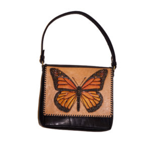 Monarch Butterfly Leather Bag - One of a Kind Leather Bags - Monarch Butterfly Fashion - Made in Toronto Canada - By Lezlie