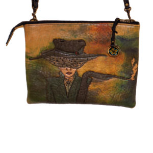 Handmade Custom Leather Wallet - Alternative Fashion - Mysterious Woman in the Veiled Hat - By Lezlie Artist One-of-a-Kind